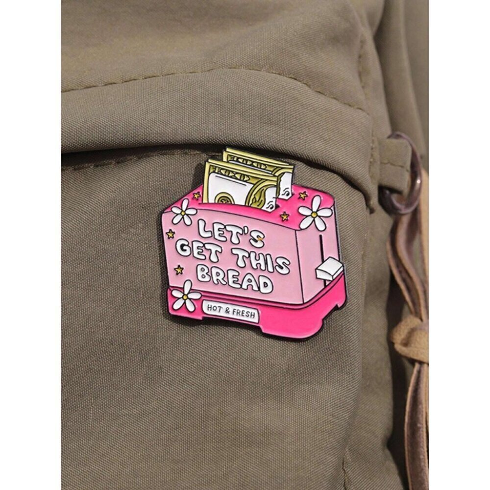 1pc Let's Get This Bread Enamel Pins Pink Bread Maker Hot Fresh Brooch Clothes